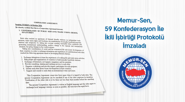 Memur-Sen, 59 Konfederasyon İle İkili İşbirliği Protokolü İmzaladı
